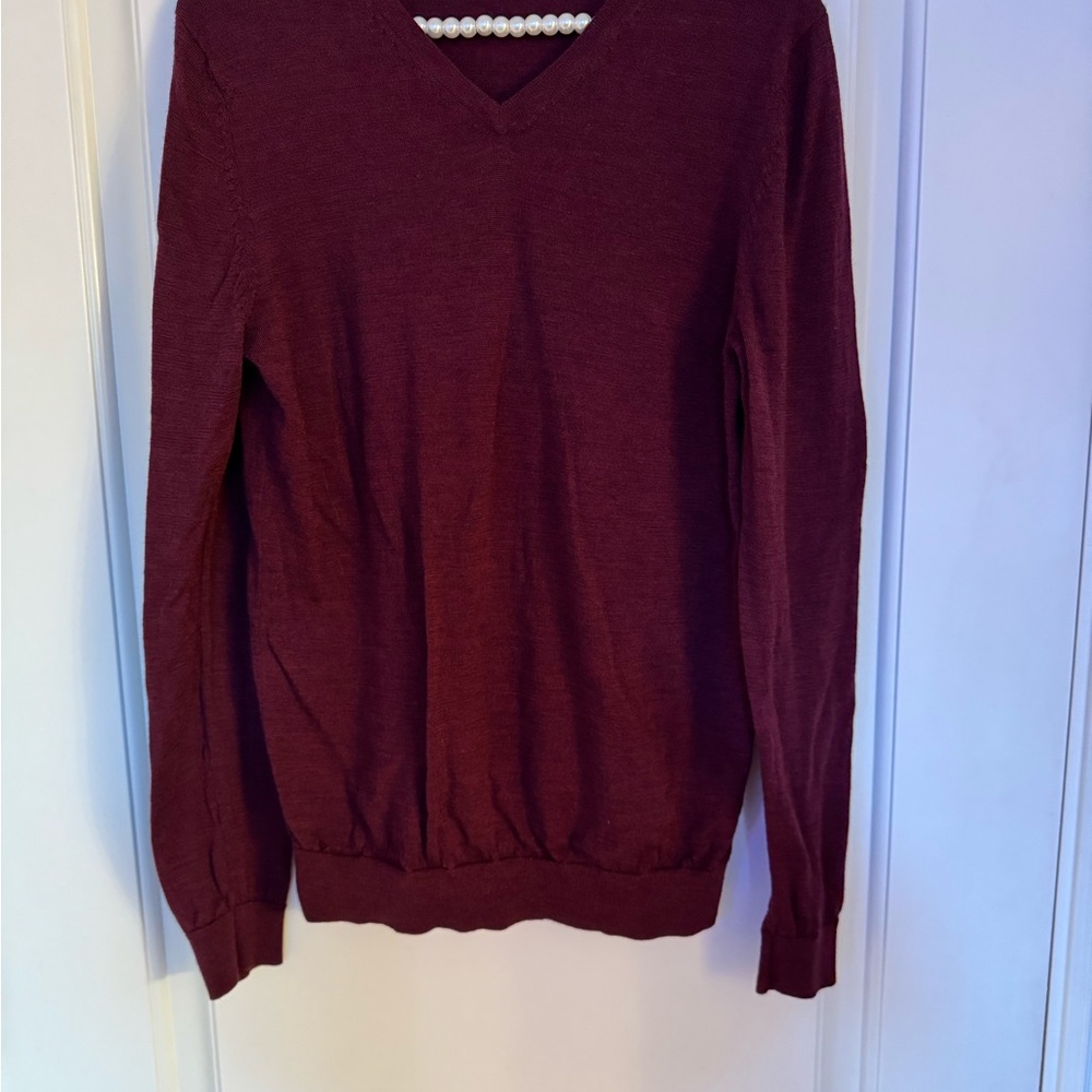 H&M Merino Wool Sweater in Deep Burgundy